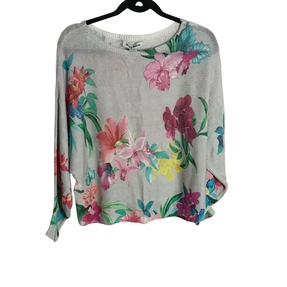NWT Tommy Bahama Womens Floral Long Sleeve Pullover Sweater Multicolor Small